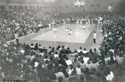 Partido del Mundial de Vóley 1973 en el Della Santa